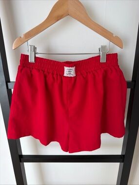 SHEIN Bright Red Elastic-Waist Kids Shorts teen 13Y